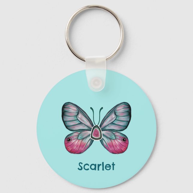 Chaveiro Arte personalizada de borboleta de vidro de outubr (Frente)