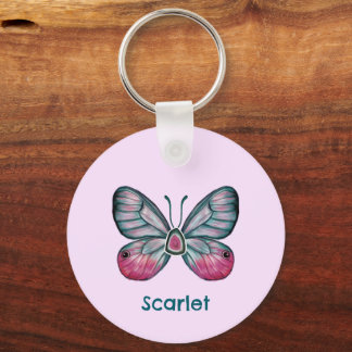 Chaveiro Arte personalizada de borboletas rosa de outubro