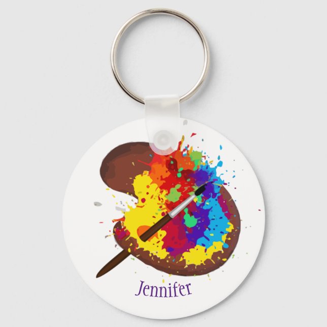 Chaveiro Arte personalizada do pintor de artista personaliz (Frente)