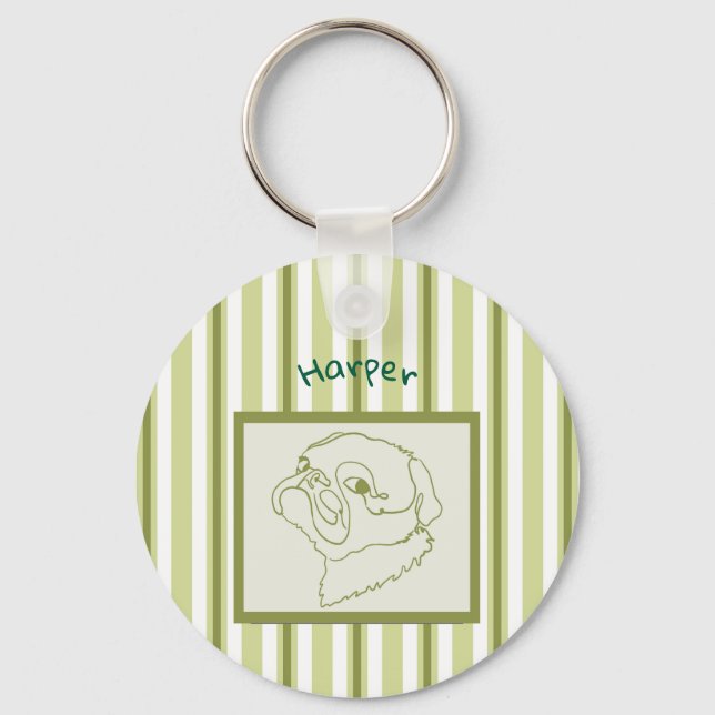 Chaveiro Arte Personalizável de Linha de Pug (Frente)