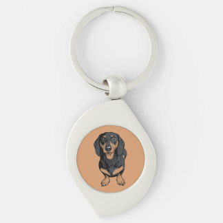 Chaveiro Arte Pop Dachshund Preto e Marrom Cão Quadrinho Gr