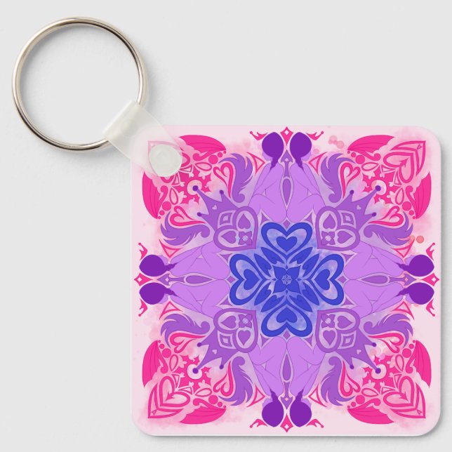 Chaveiro Arte Radial Bi Hearts (Frente)