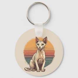 Chaveiro Arte Retro de Gata Sphynx Mãe Vintage
