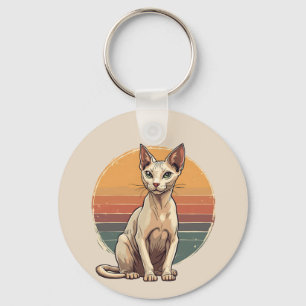 Chaveiro Arte Retro de Gata Sphynx Mãe Vintage