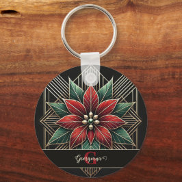 Chaveiro Arte Retro Personalizada Deco Poinsettia