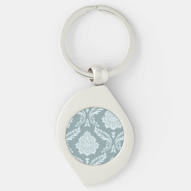 Chaveiro Arte Rococó Damask I Azul Ovo de Pato+Turquesa (Frente)