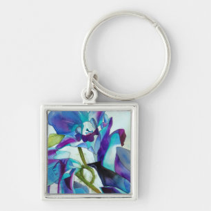 Chaveiro Arte roxa da aguarela da flor da orquídea de