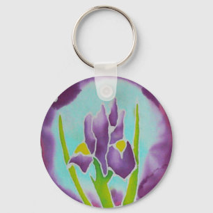 Chaveiro Arte roxa do Batik da flor da íris