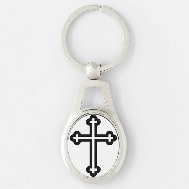 Chaveiro Arte Simbolista Cristã Moderna Minimalista da Cruz (Frente)