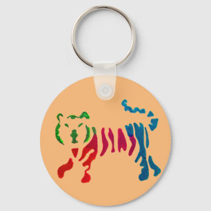 Chaveiro Arte-tigre-stripper-arco-íris