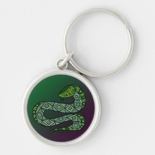 Chaveiro Arte Tribal de Cobra Legal Metalizada