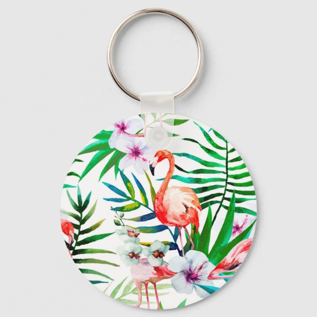 Chaveiro Arte tropical flamingo (Frente)