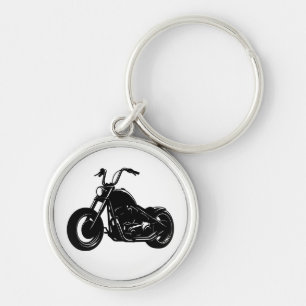 Chaveiro Arte vetorial de motocicleta clássica preta e bran