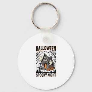 Chaveiro Arte Vintage de Cabine Assombrada de Halloween Noi