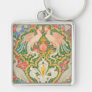 Chaveiro Arte Vintage de Cacatua e Pavão de Walter Crane