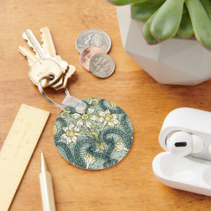 Chaveiro Arte Vintage Narciso Flor de Narciso Nouveau