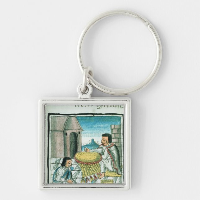 Chaveiro Artesões astecas da pena no trabalho (Frente)