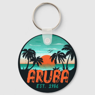 Chaveiro Aruba Caribe Sea Vintage Retro Sunset Souvenirs