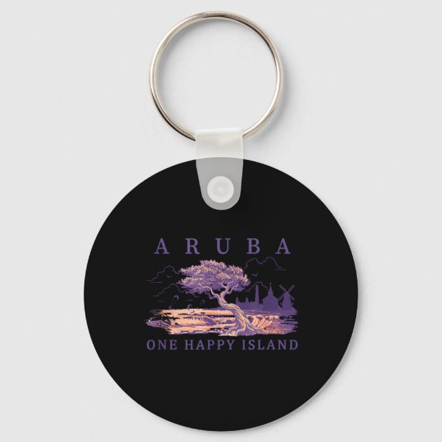 Chaveiro Aruba Kitesurfing Divi Tree Windmill Viagem Retro (Frente)