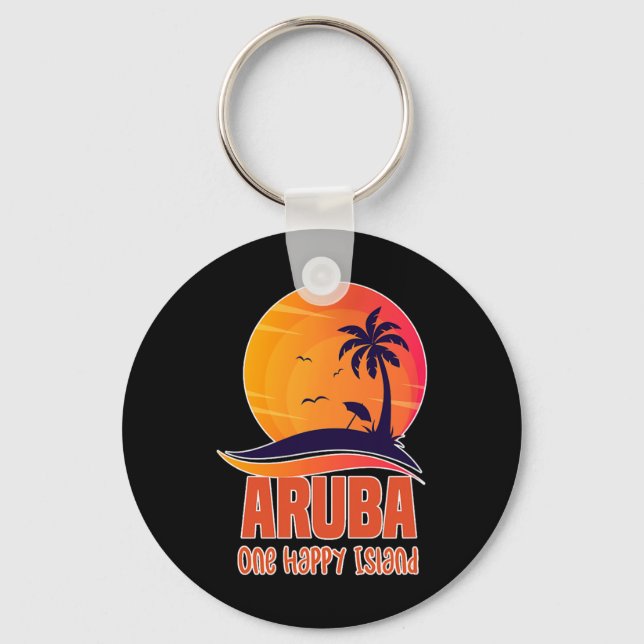Chaveiro Aruba One Happy Island Beaulinda Sunset Beach (Frente)