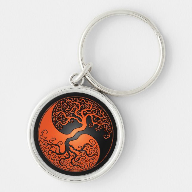 Chaveiro Árvore alaranjada e preta de Yin Yang (Frente)