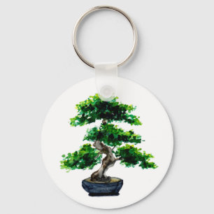 Chaveiro Árvore Bonsai de Watercolor Japonês