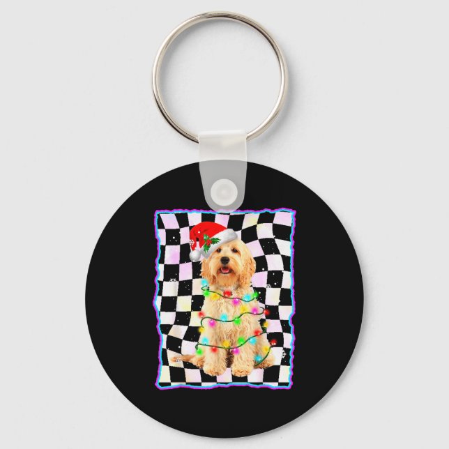 Chaveiro Árvore de Cachorro Goldendoodle Natal Pet Presente (Frente)