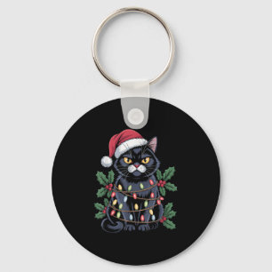 Chaveiro Árvore de Natal Black Cat Santa Hate Luz Engraçada