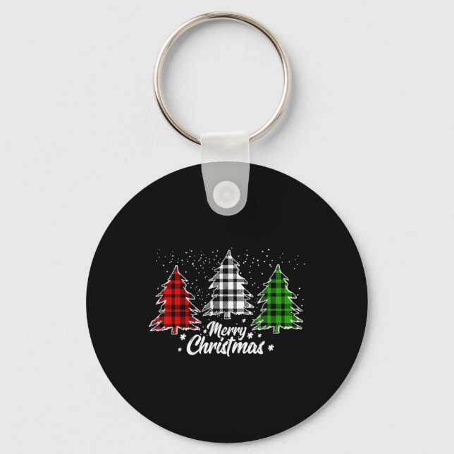 Chaveiro Árvore de Natal Buffalo Xadrez Vermelha White Gree (Frente)