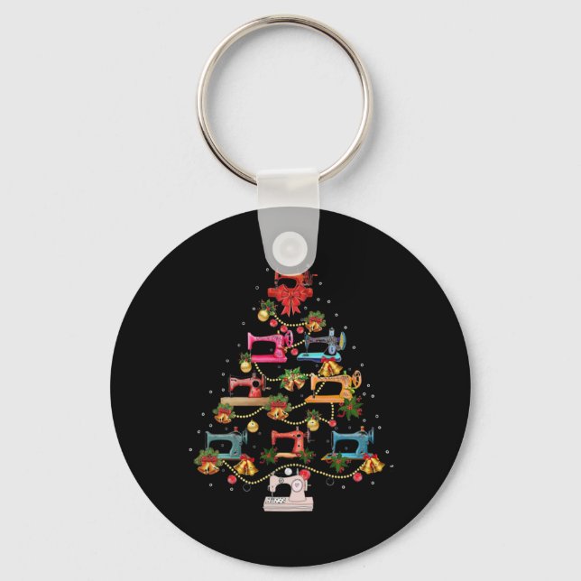 Chaveiro Árvore de Natal de Máquinas de Costura (Frente)