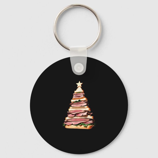 Chaveiro Árvore de Natal de Sanduíche de Carne de Bovino (Frente)
