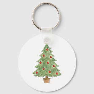 Chaveiro Árvore de Natal em vaso com enfeites vermelhos