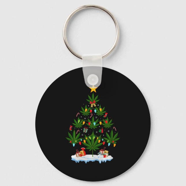 Chaveiro Árvore de Natal Folha Maconha Xmas Premium Tri-b (Frente)