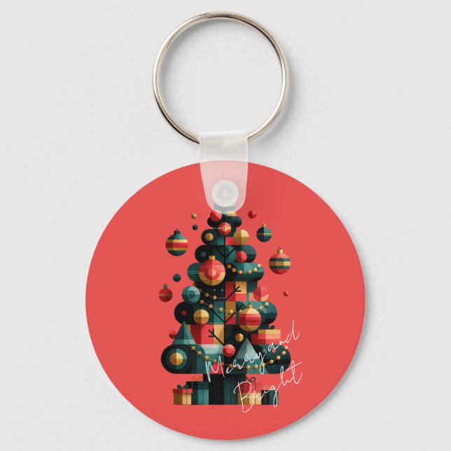 Chaveiro Árvore de Natal Geométrica (Frente)