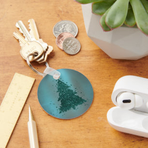 Chaveiro Árvore de Natal Moody Placa de Teal de Meia-Noit