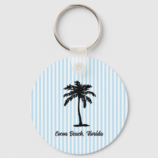 Chaveiro Árvore de Palma de Praia Personalizada Faixa Azul  (Frente)