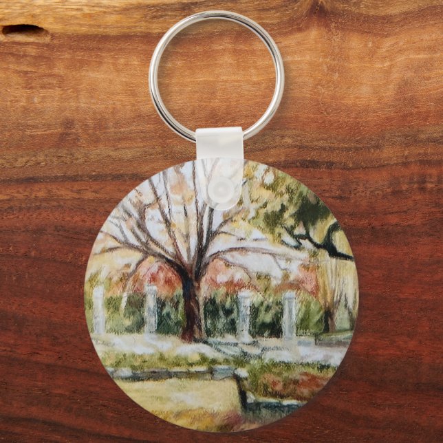 Chaveiro Árvore natural e relva de parque natural desenhado (Frente)