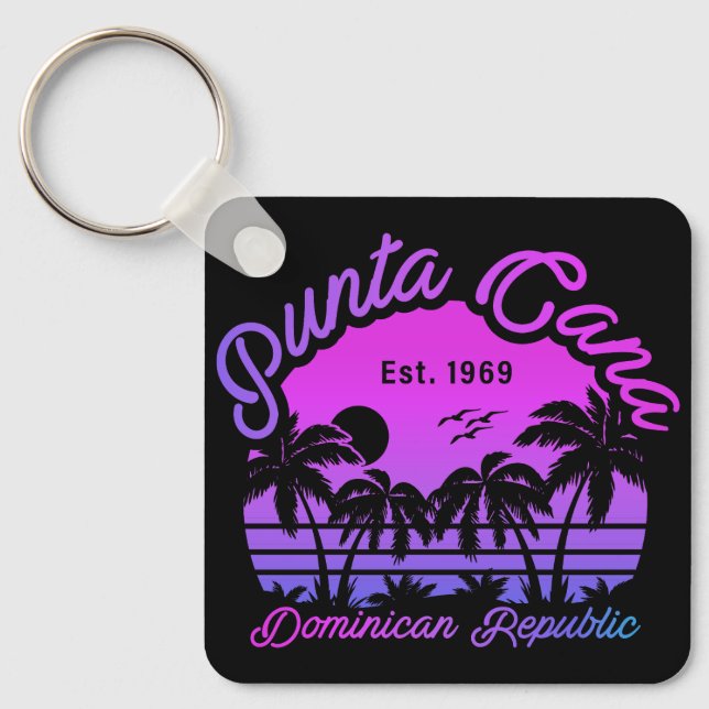 Chaveiro Árvore Palm Dominicana Punta Cana Retro Sunset 80s (Frente)