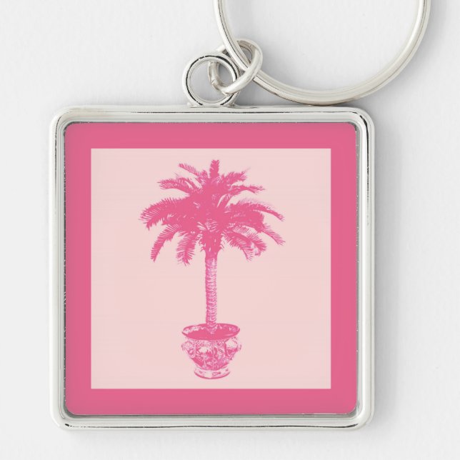 Chaveiro Árvore Palm Potada - tons de coral rosa (Frente)