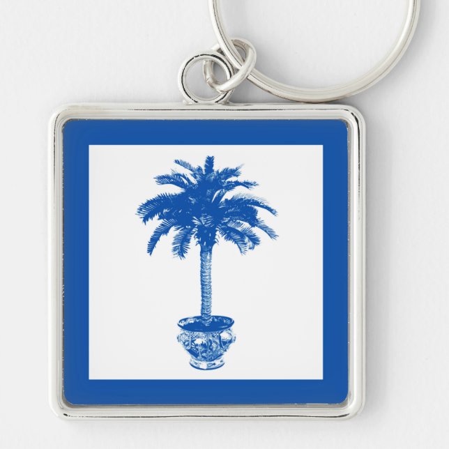 Chaveiro Árvore Palm Potente - azul de cobalto e branco (Frente)