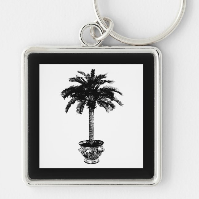 Chaveiro Árvore Palm - preto e branco (Frente)