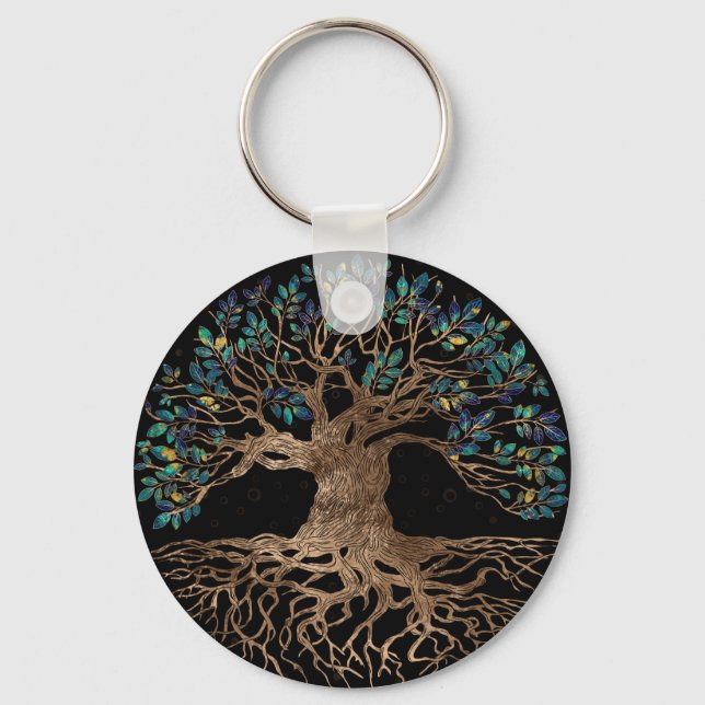 Chaveiro Árvore viva - Ouro de Yggdrasil e ornamento de már (Frente)
