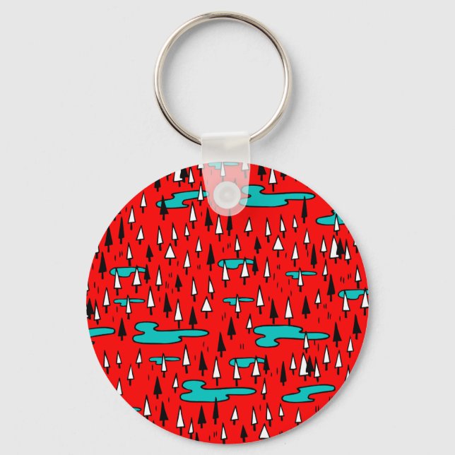 Chaveiro Árvores de mão livre: Padrão de Natal escandinavo. (Frente)