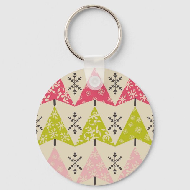Chaveiro Árvores de Natal rosa e verde (Frente)