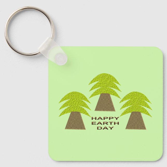 Chaveiro Árvores do Dia da Terra Personalizadas (Frente)