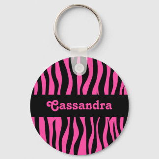 Chaveiro As faixas de zebra rosa-quente adicionam seu nome