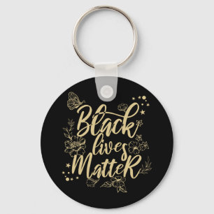 Chaveiro As Vidas Negras Importam   Elegante preto e Dourad