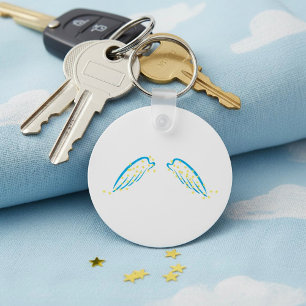 Chaveiro Asas Anjos Celestiais com Estrelas Espumantes