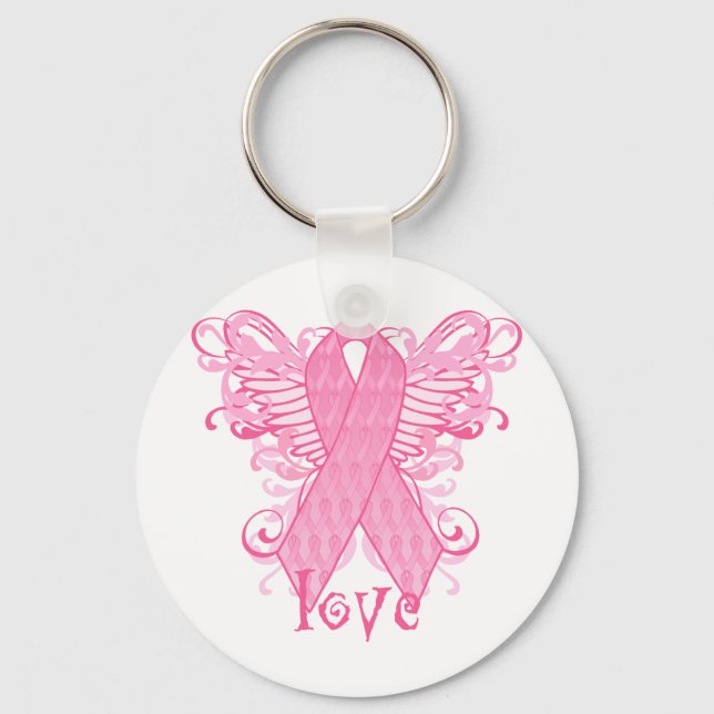 Chaveiro Asas de Amor com Fita Rosa (Frente)