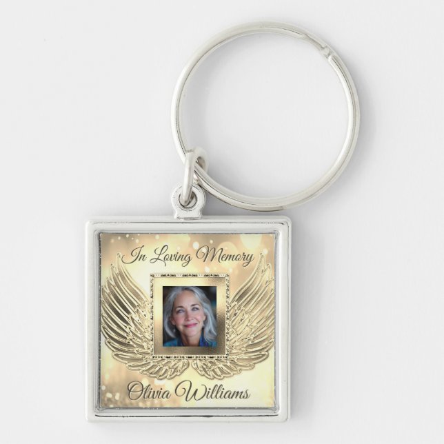 Chaveiro Asas de Anjo Memorial Personalizadas Adicionar Fot (Frente)